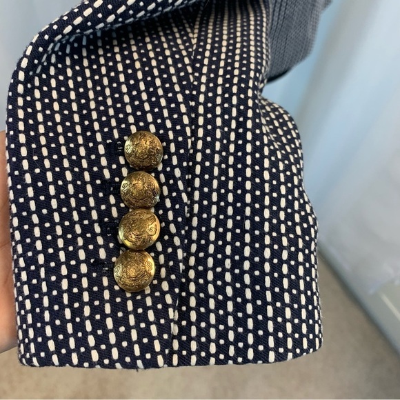 J. Crew navy white printed schoolboy blazer Sz 6 - Picture 6 of 14